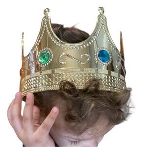 Gold Decorative Crown Accent with Blue and Green Gemstones
